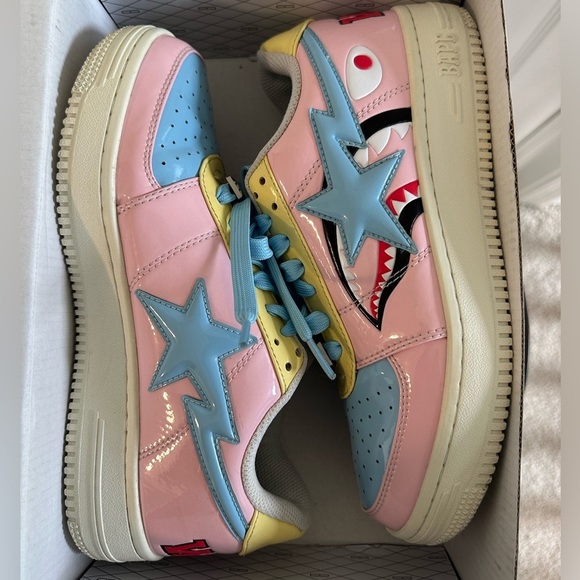 Authentic A Bathing Ape Bape Sta Low M2 20th Anniversary Patent Pink Mens size 8 main image 9